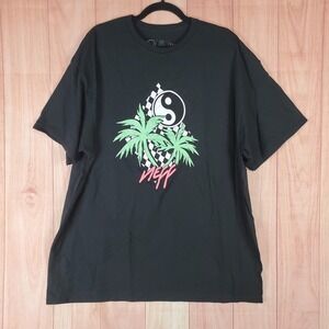 Neff T Shirt Mens 2XL Black‎ Yin Yang And Palm Trees Graphic Logo Everyday Wear